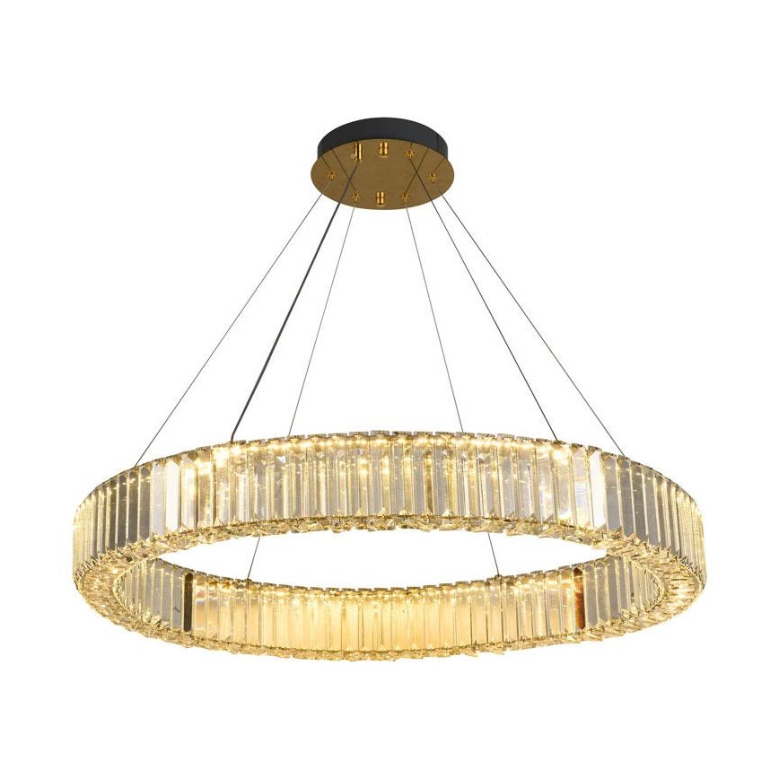 LED Димируем кристален полилей на връв LED/50W/230V 3000-6500K хром/златист + дистанционно управление