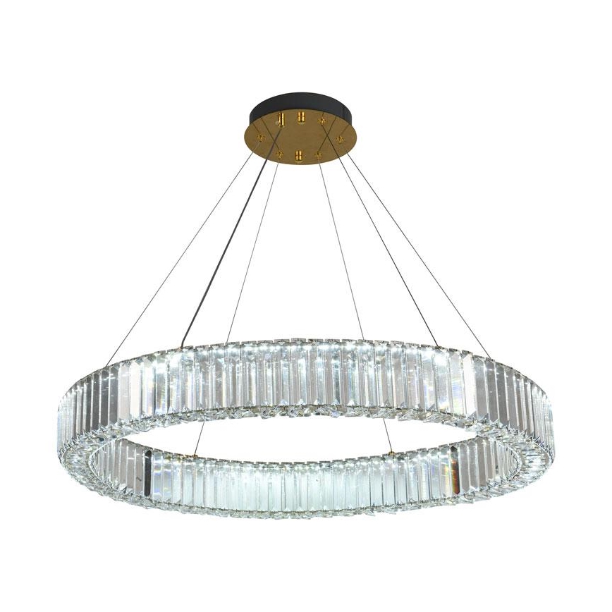 LED Димируем кристален полилей на връв LED/50W/230V 3000-6500K хром/златист + дистанционно управление