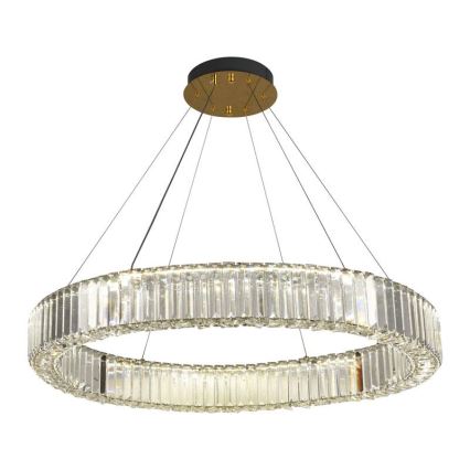 LED Димируем кристален полилей на връв LED/50W/230V 3000-6500K хром/златист + дистанционно управление