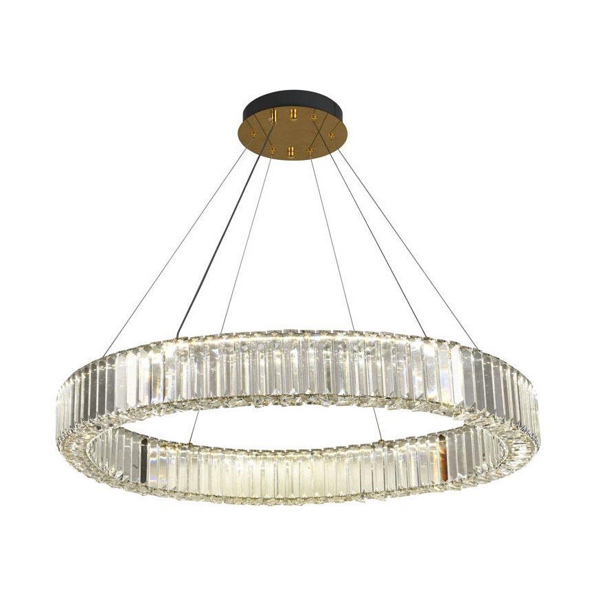 LED Димируем кристален полилей на връв LED/50W/230V 3000-6500K хром/златист + дистанционно управление