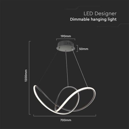 LED Димируем пендел LED/50W/230V 3000K черен