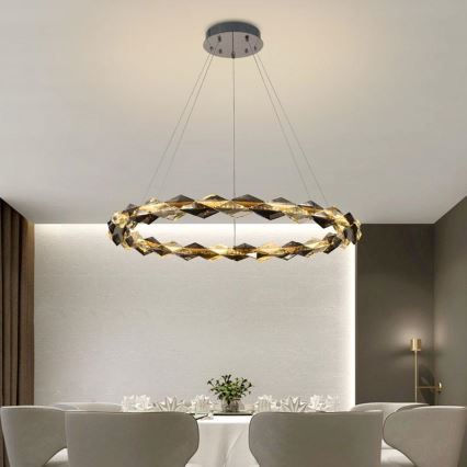 LED Димируем кристален полилей на нишка LED/55W/230V 3000-6500K лъскав хром + дистанционно управление
