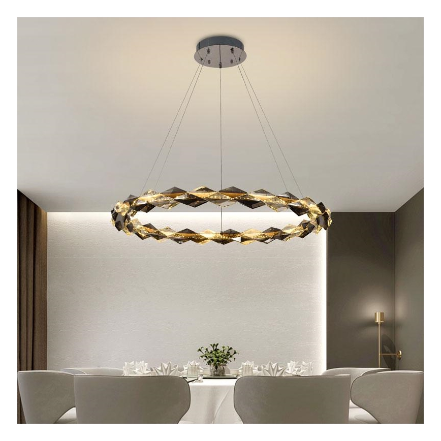 LED Димируем кристален полилей на нишка LED/55W/230V 3000-6500K лъскав хром + дистанционно управление