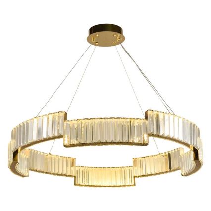 LED Димируем кристален полилей на връв LED/60W/230V 3000-6500K златист + дистанционно управление
