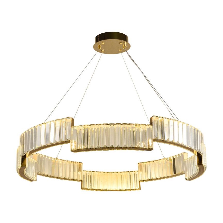 LED Димируем кристален полилей на връв LED/60W/230V 3000-6500K златист + дистанционно управление