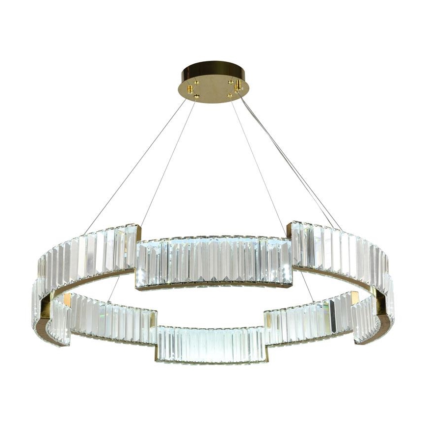LED Димируем кристален полилей на връв LED/60W/230V 3000-6500K златист + дистанционно управление