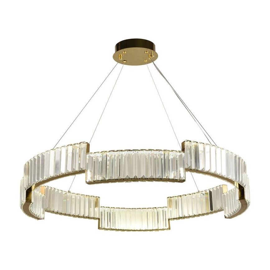 LED Димируем кристален полилей на връв LED/60W/230V 3000-6500K златист + дистанционно управление