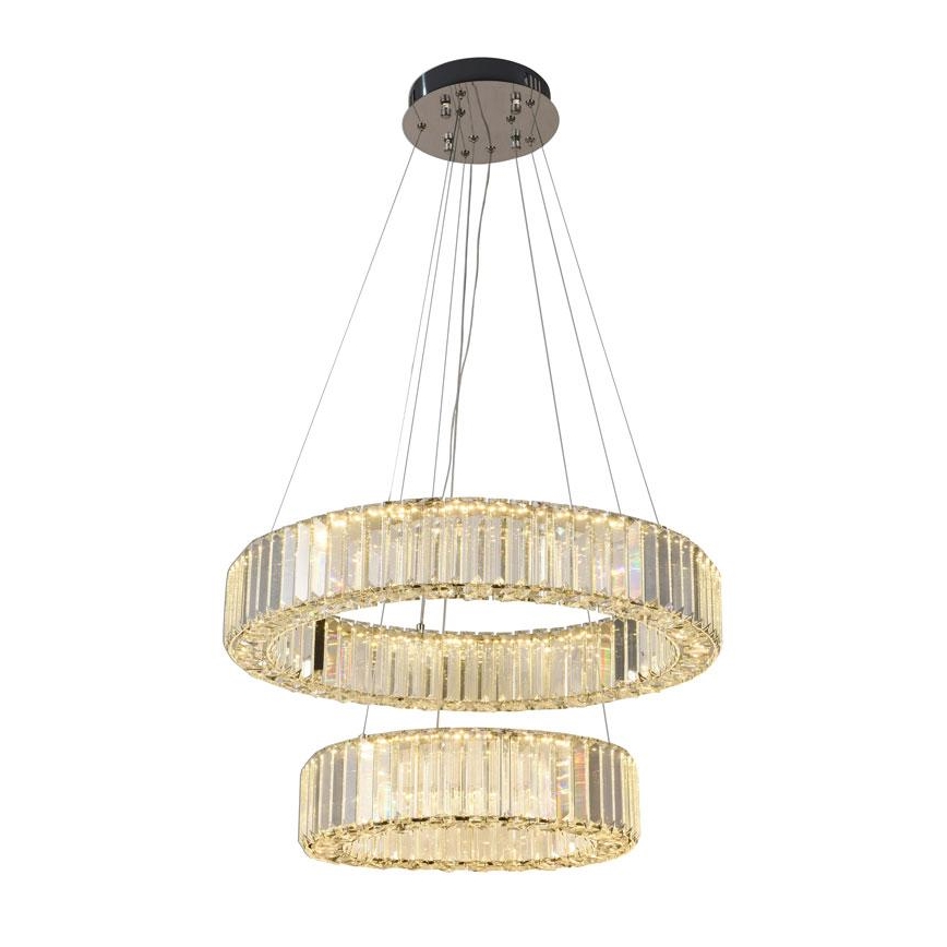 LED Димируем кристален полилей на нишка LED/65W/230V 3000-6500K лъскав хром + дистанционно управление