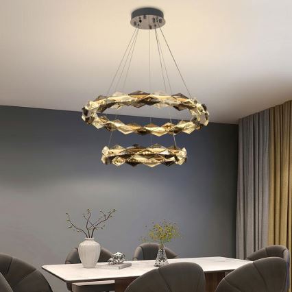 LED Димируем кристален полилей на нишка LED/65W/230V 3000-6500K лъскав хром + дистанционно управление