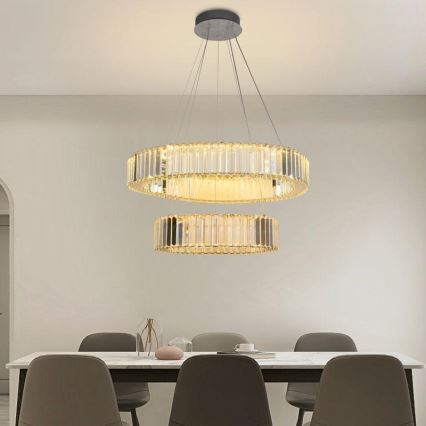 LED Димируем кристален полилей на нишка LED/65W/230V 3000-6500K лъскав хром + дистанционно управление