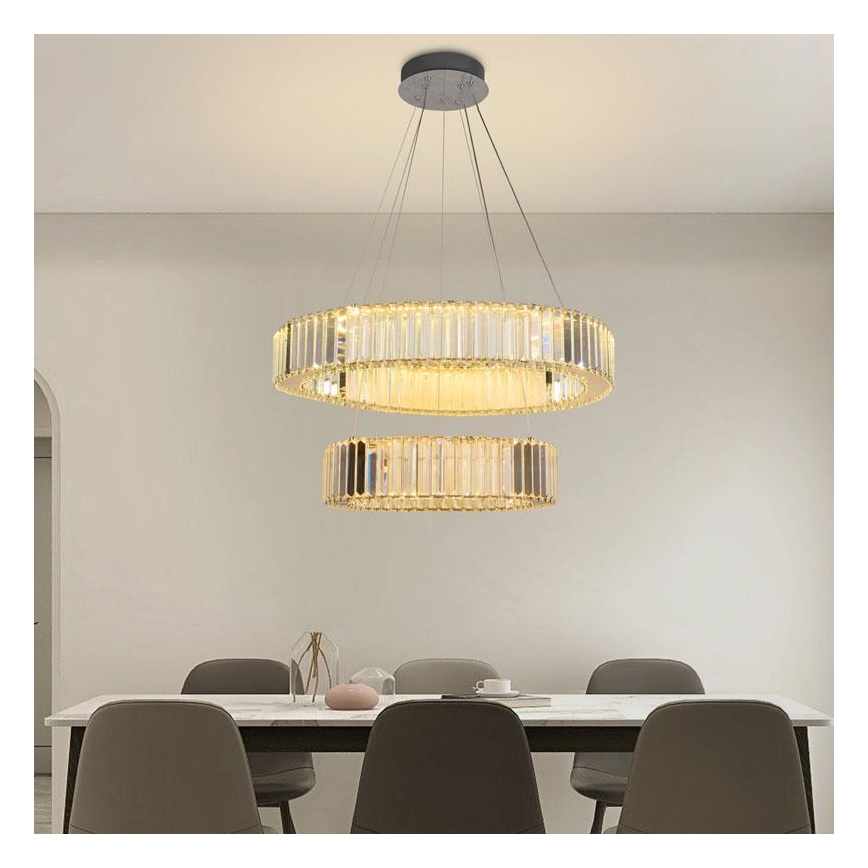 LED Димируем кристален полилей на нишка LED/65W/230V 3000-6500K лъскав хром + дистанционно управление