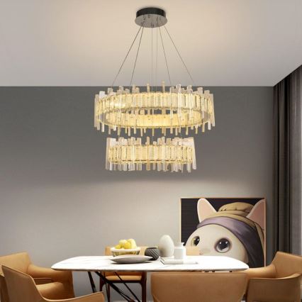 LED Димируем кристален полилей на връв LED/65W/230V 3000-6500K + дистанционно управление