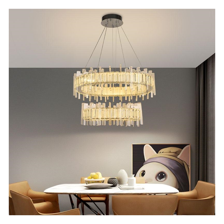 LED Димируем кристален полилей на връв LED/65W/230V 3000-6500K + дистанционно управление