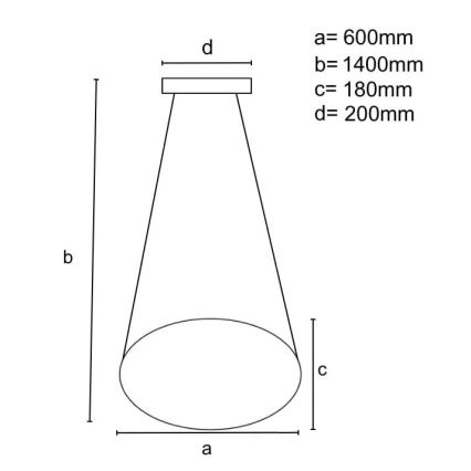 LED Димируем пендел LED/70W/230V 3000-6500K Ø 60 см черен + дистанционно управление