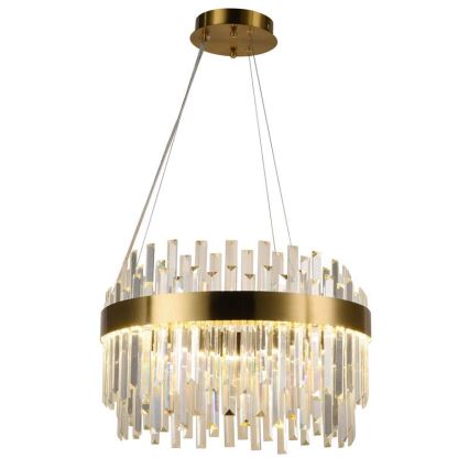 LED Димируем кристален полилей на връв LED/70W/230V 3000-6500K златист + дистанционно управление