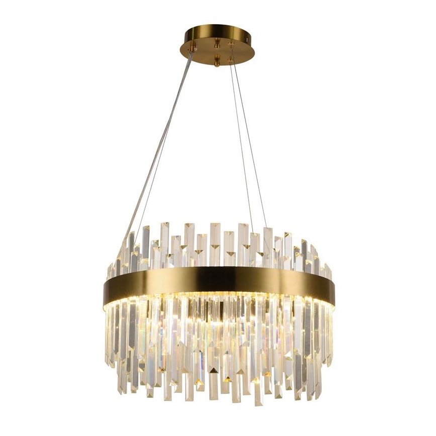 LED Димируем кристален полилей на връв LED/70W/230V 3000-6500K златист + дистанционно управление