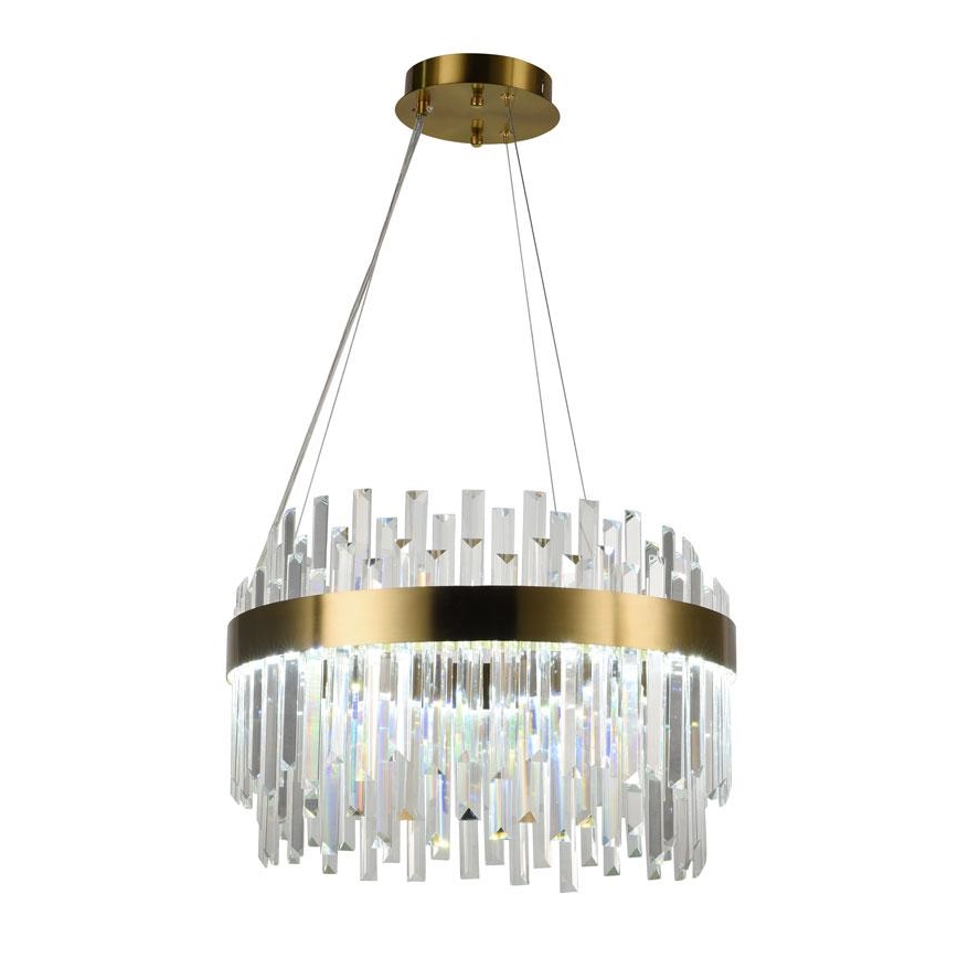 LED Димируем кристален полилей на връв LED/70W/230V 3000-6500K златист + дистанционно управление
