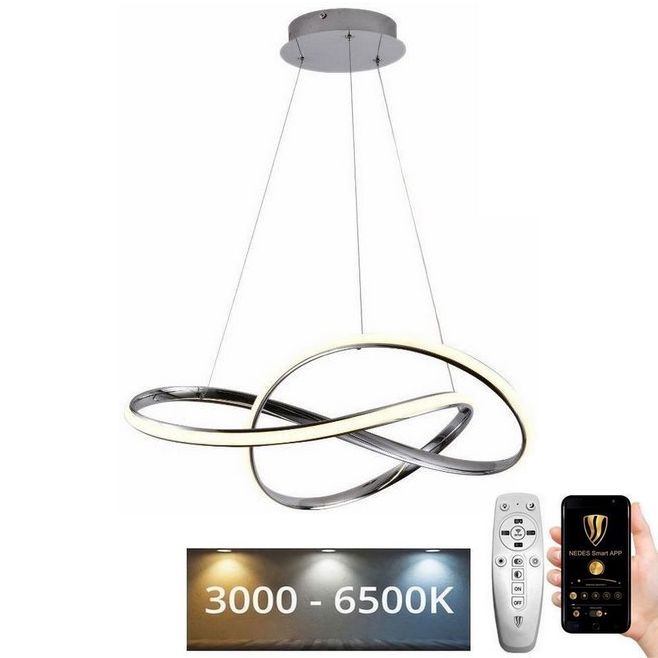 LED Димируем пендел LED/70W/230V 3000-6500K Ø 60 см лъскав хром + дистанционно управление