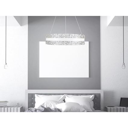 LED Димируем кристален полилей на връв LED/80W/230V 3000-6500K бял + дистанционно управление