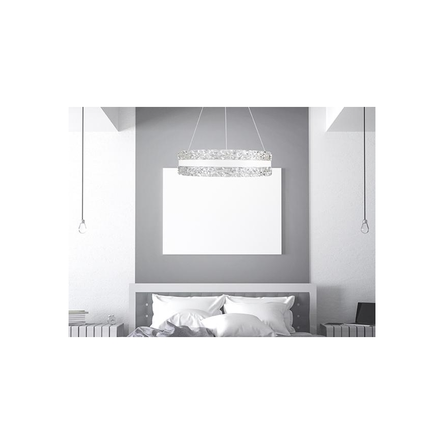 LED Димируем кристален полилей на връв LED/80W/230V 3000-6500K бял + дистанционно управление