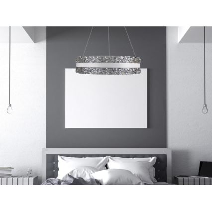 LED Димируем кристален полилей на връв LED/80W/230V 3000-6500K бял + дистанционно управление