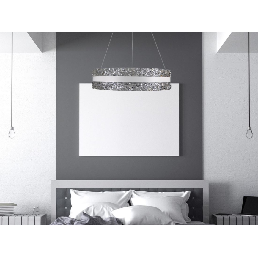 LED Димируем кристален полилей на връв LED/80W/230V 3000-6500K бял + дистанционно управление