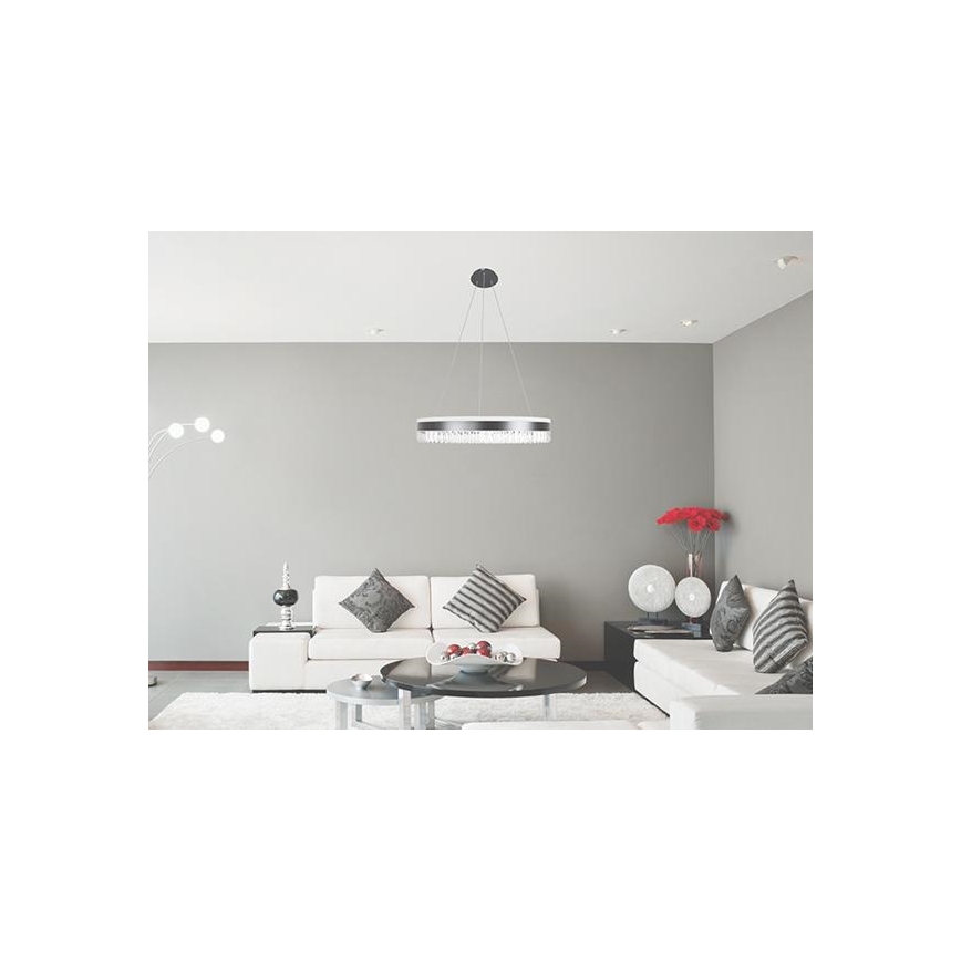 LED Димируем кристален полилей на връв LED/80W/230V 3000-6500K черен + дистанционно управление