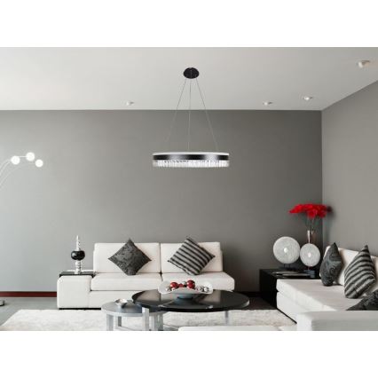 LED Димируем кристален полилей на връв LED/80W/230V 3000-6500K черен + дистанционно управление