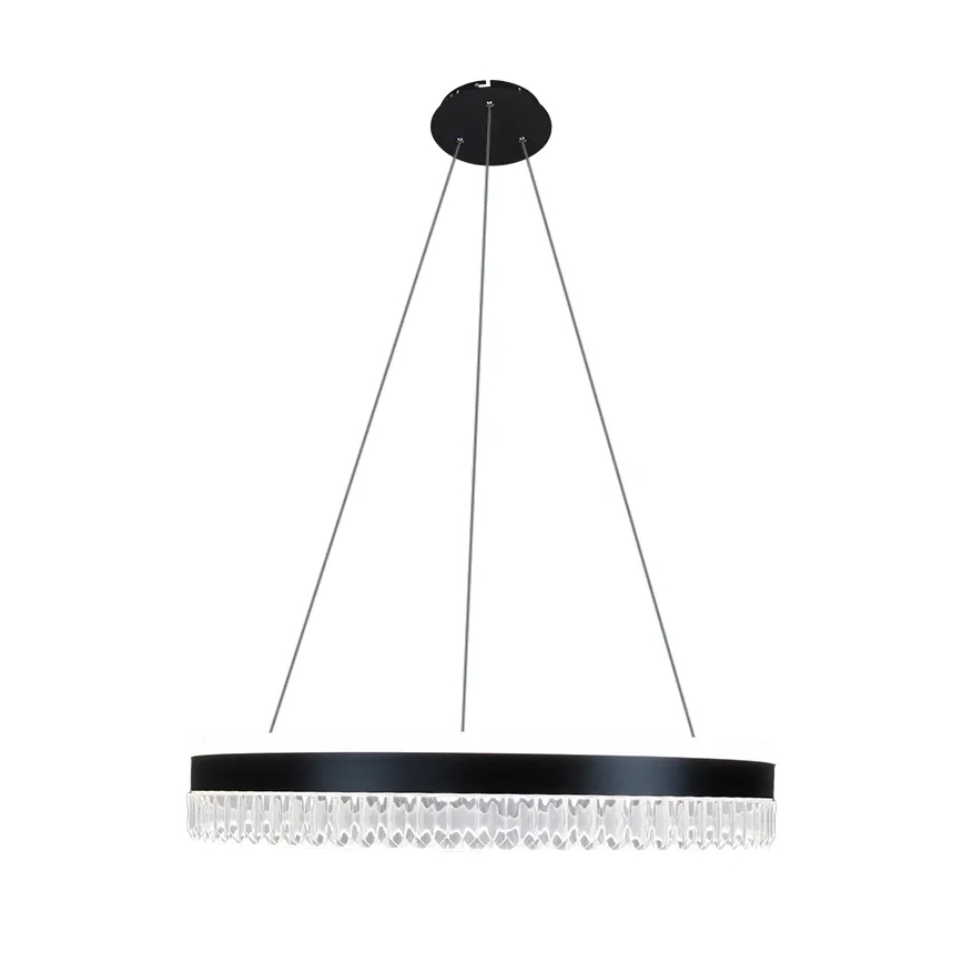 LED Димируем кристален полилей на връв LED/80W/230V 3000-6500K черен + дистанционно управление