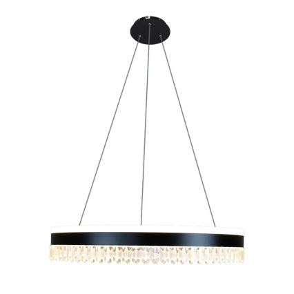 LED Димируем кристален полилей на връв LED/80W/230V 3000-6500K черен + дистанционно управление