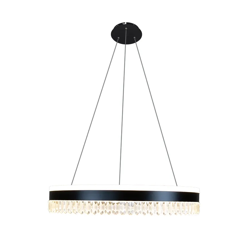 LED Димируем кристален полилей на връв LED/80W/230V 3000-6500K черен + дистанционно управление