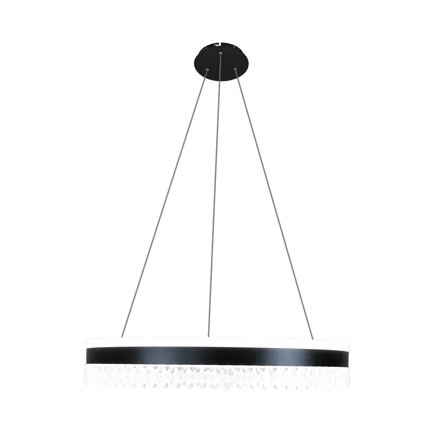 LED Димируем кристален полилей на връв LED/80W/230V 3000-6500K черен + дистанционно управление