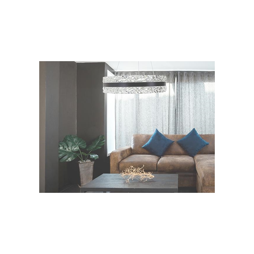 LED Димируем кристален полилей на връв LED/80W/230V 3000-6500K черен + дистанционно управление