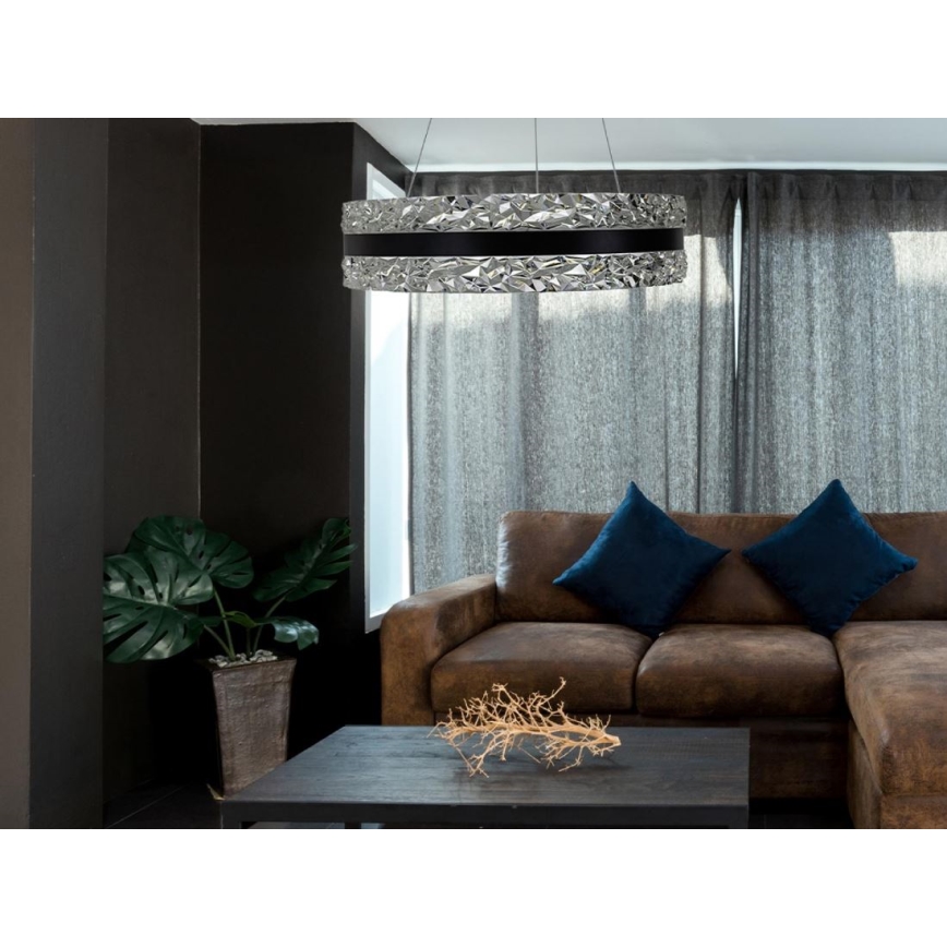 LED Димируем кристален полилей на връв LED/80W/230V 3000-6500K черен + дистанционно управление