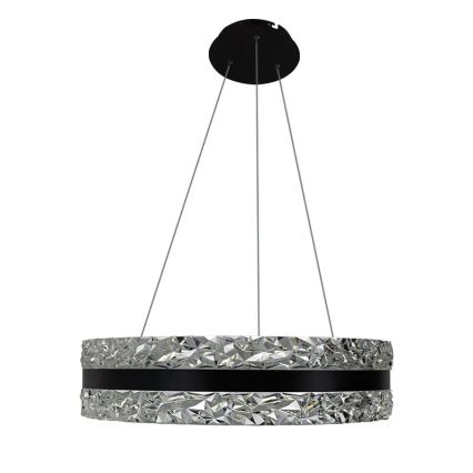 LED Димируем кристален полилей на връв LED/80W/230V 3000-6500K черен + дистанционно управление