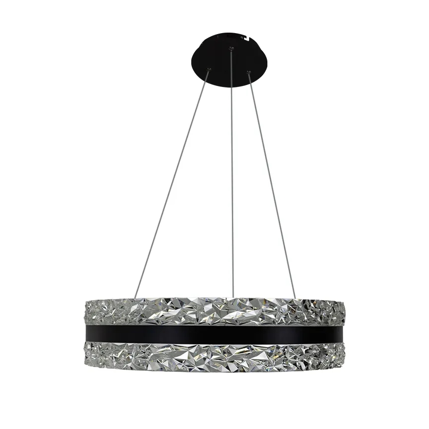 LED Димируем кристален полилей на връв LED/80W/230V 3000-6500K черен + дистанционно управление