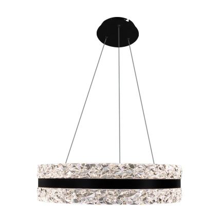 LED Димируем кристален полилей на връв LED/80W/230V 3000-6500K черен + дистанционно управление
