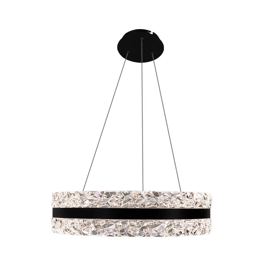 LED Димируем кристален полилей на връв LED/80W/230V 3000-6500K черен + дистанционно управление