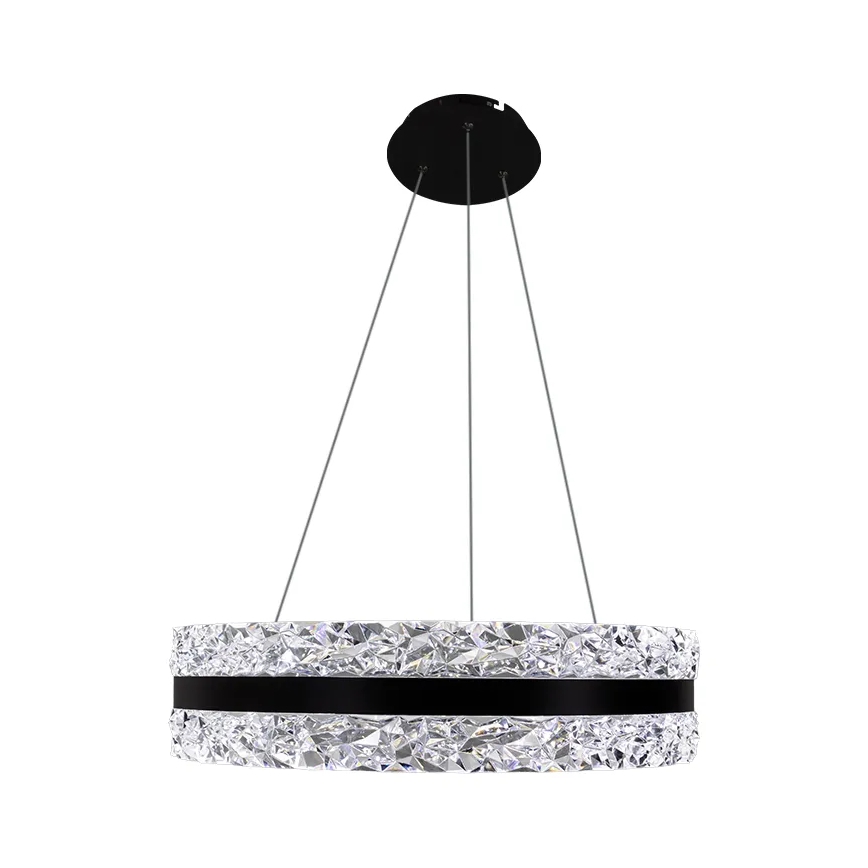 LED Димируем кристален полилей на връв LED/80W/230V 3000-6500K черен + дистанционно управление