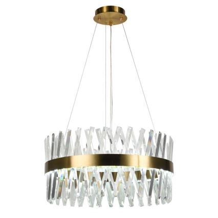 LED Димируем кристален полилей на връв LED/80W/230V 3000-6500K златист + дистанционно управление