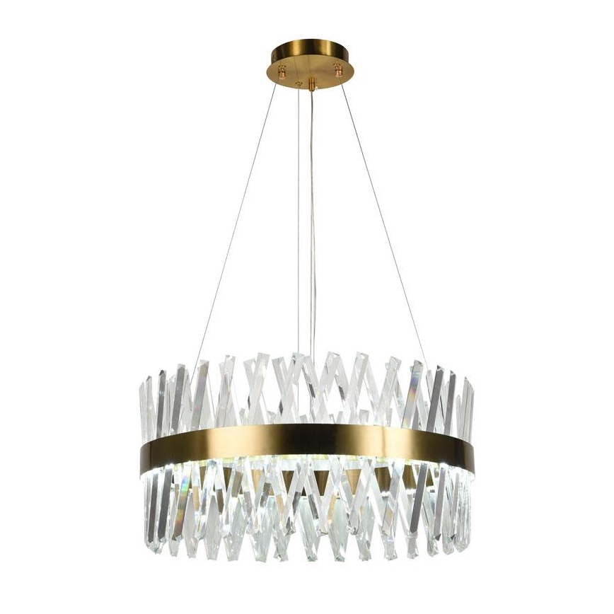 LED Димируем кристален полилей на връв LED/80W/230V 3000-6500K златист + дистанционно управление