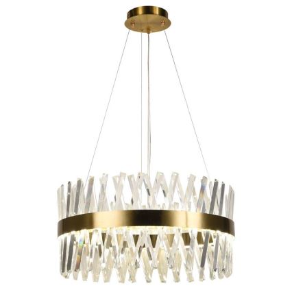 LED Димируем кристален полилей на връв LED/80W/230V 3000-6500K златист + дистанционно управление