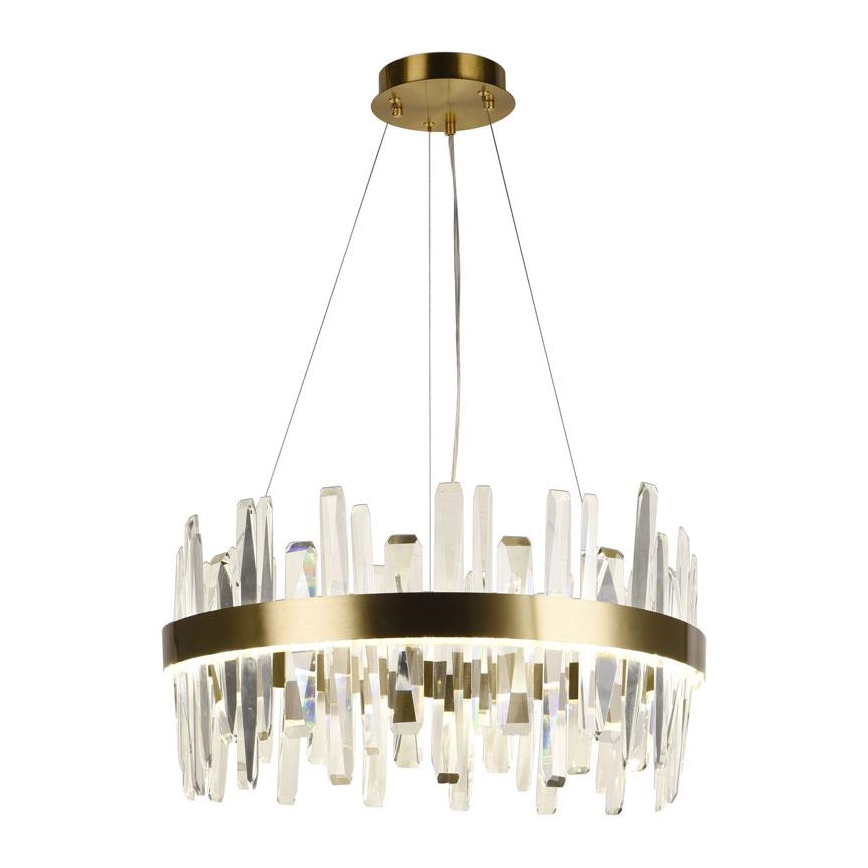 LED Димируем кристален полилей на връв LED/80W/230V 3000-6500K златист + дистанционно управление
