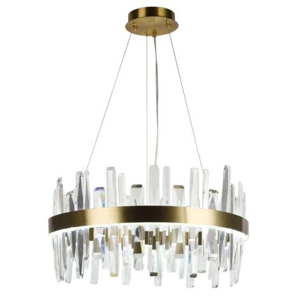 LED Димируем кристален полилей на връв LED/80W/230V 3000-6500K златист + дистанционно управление