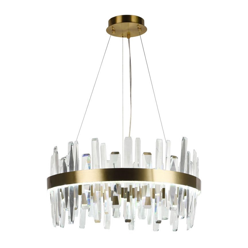 LED Димируем кристален полилей на връв LED/80W/230V 3000-6500K златист + дистанционно управление