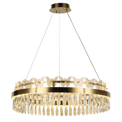 LED Димируем кристален полилей на връв LED/80W/230V 3000-6500K златист + дистанционно управление
