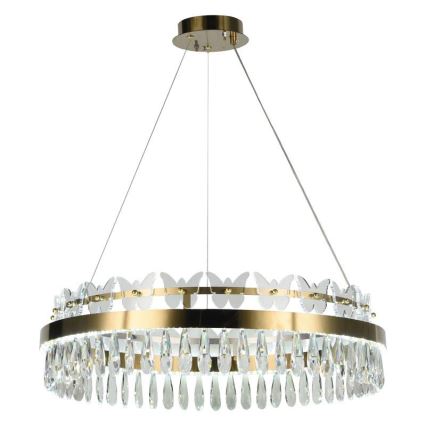 LED Димируем кристален полилей на връв LED/80W/230V 3000-6500K златист + дистанционно управление