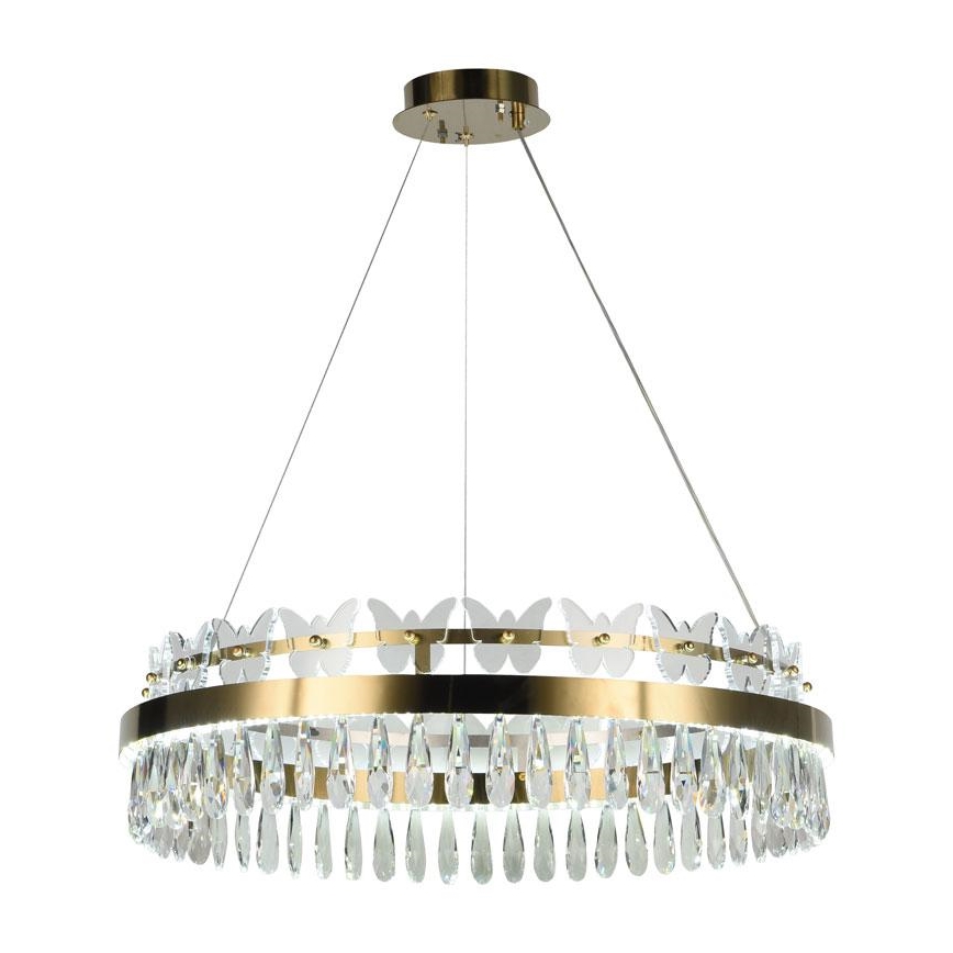 LED Димируем кристален полилей на връв LED/80W/230V 3000-6500K златист + дистанционно управление