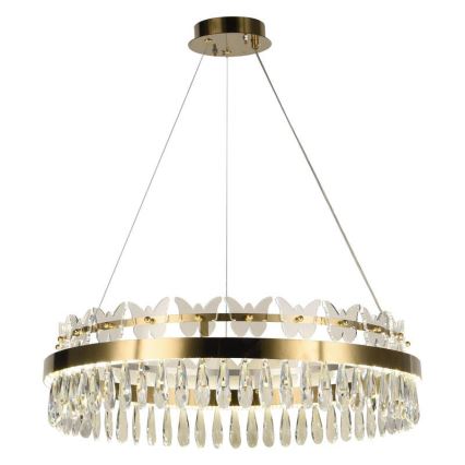 LED Димируем кристален полилей на връв LED/80W/230V 3000-6500K златист + дистанционно управление
