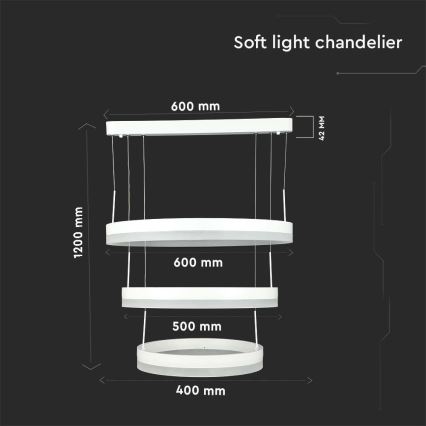 LED Димируем пендел LED/86W/230V 3000K бял